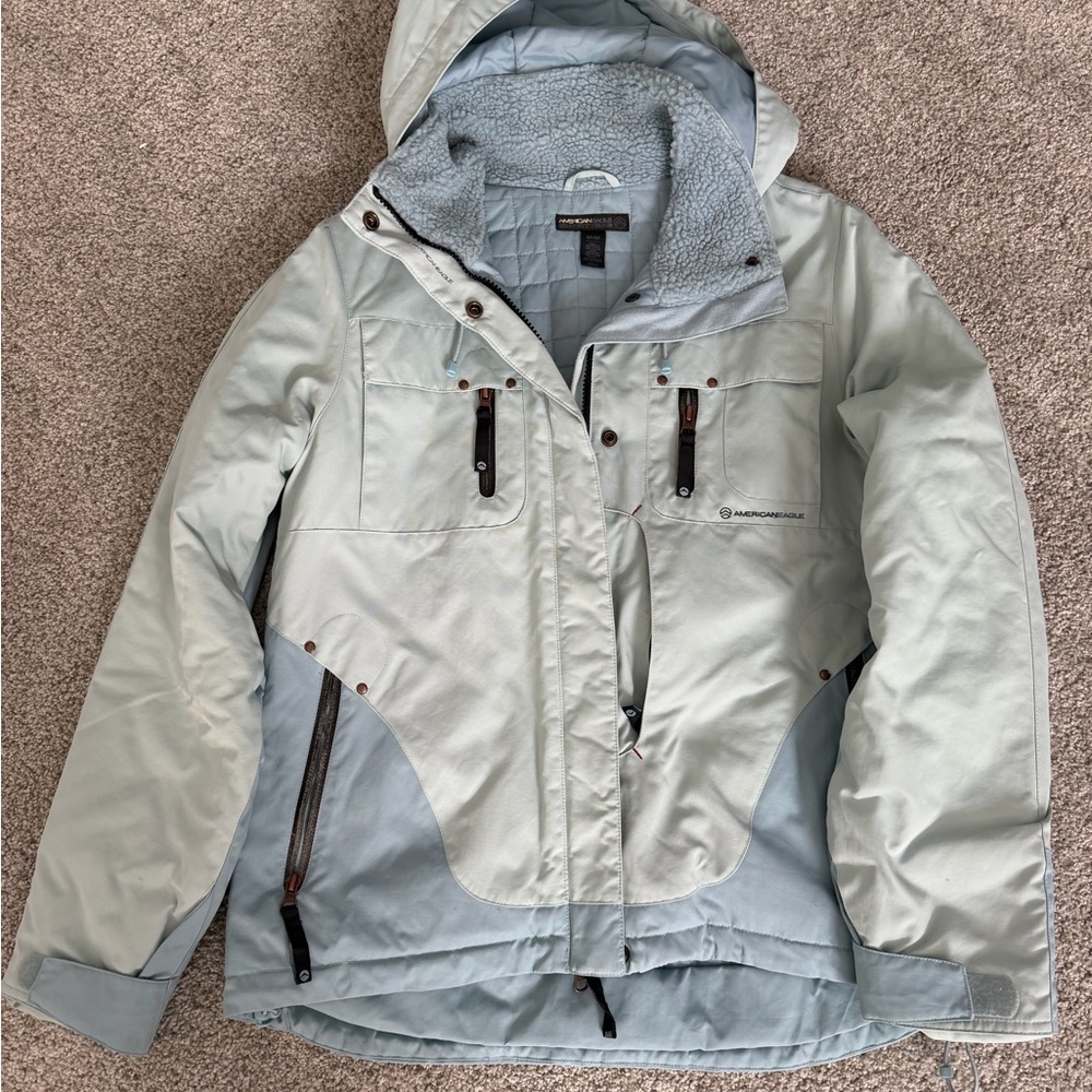 American Eagle Light Blue Hooded Jacket